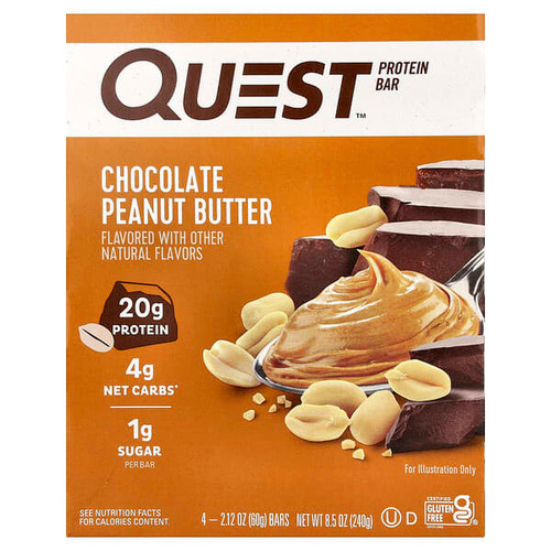 <img alt="Quest Nutrition, Protein Bar, Chocolate Peanut Butter, 4 Bars, 2.12 oz (60 g) Each" title="Quest Nutrition, Protein Bar, Chocolate Peanut Butter, 4 Bars, 2.12 oz (60 g) Each,888849003907"