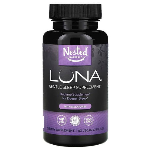<img alt="Nested Naturals, Luna, Gentle Sleep Supplement with Melatonin, 60 Vegan Capsules" title="Nested Naturals, Luna, Gentle Sleep Supplement with Melatonin, 60 Vegan Capsules,852446007002"
