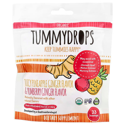 <img alt="Tummydrops, Organic Juicy Pineapple Ginger & Yumberry Ginger, 33 Lozenges" title="Tummydrops, Organic Juicy Pineapple Ginger & Yumberry Ginger, 33 Lozenges,850573003393"