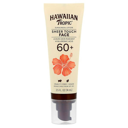 <img alt="Hawaiian Tropic, Sheer Touch, Face Sunscreen Lotion, SPF 60+, 2.5 fl oz (74 ml)" title="Hawaiian Tropic, Sheer Touch, Face Sunscreen Lotion, SPF 60+, 2.5 fl oz (74 ml),075486142926"