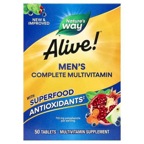 <img alt="Natures Way, Alive Mens Complete Multivitamin, 50 Tablets" title="Natures Way, Alive Mens Complete Multivitamin, 50 Tablets,033674136607"