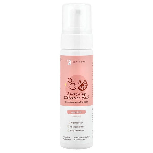 <img alt="Kin+Kind, Energizing Waterless Bath, Cleansing Foam For Dogs, Grapefruit , 8 fl oz (236 ml)" title="Kin+Kind, Energizing Waterless Bath, Cleansing Foam For Dogs, Grapefruit , 8 fl oz (236 ml),850027253046"