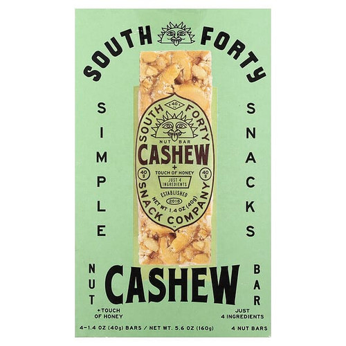 <img alt="South Forty Snack Company, Nut Bar, Cashew + Touch of Honey, 4 Bars, 1.4 oz (40 g) Each" title="South Forty Snack Company, Nut Bar, Cashew + Touch of Honey, 4 Bars, 1.4 oz (40 g) Each,857578008781"