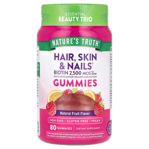 <img alt="Natures Truth, Hair, Skin & Nails, Natural Fruit, 80 Gummies" title="Natures Truth, Hair, Skin & Nails, Natural Fruit, 80 Gummies,840093102232"