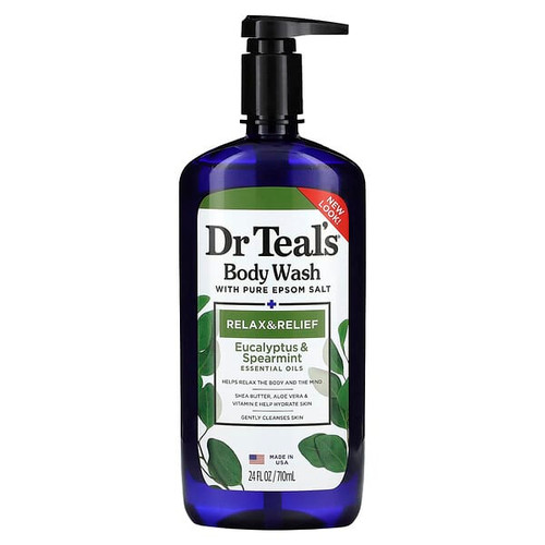 <img alt="Dr. Teals, Body Wash With Pure Epsom Salt, Relax & Relief, Eucalyptus & Spearmint, 24 fl oz (710 ml)" title="Dr. Teals, Body Wash With Pure Epsom Salt, Relax & Relief, Eucalyptus & Spearmint, 24 fl oz (710 ml),811068011590"