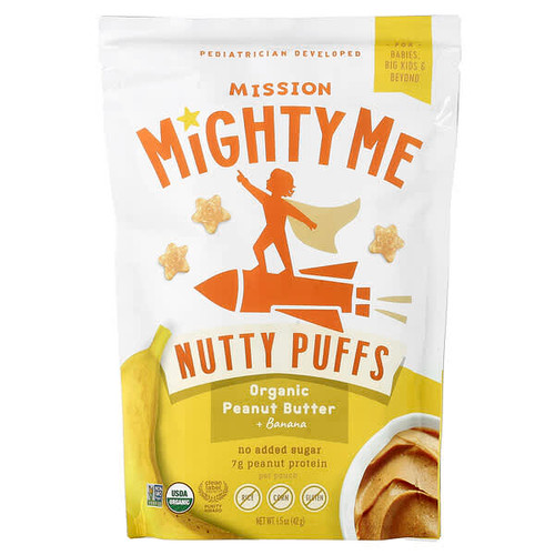 <img alt="Mission MightyMe, Nutty Puffs, Organic Peanut Butter + Banana, 1.5 oz (42 g)" title="Mission MightyMe, Nutty Puffs, Organic Peanut Butter + Banana, 1.5 oz (42 g),860001393972"