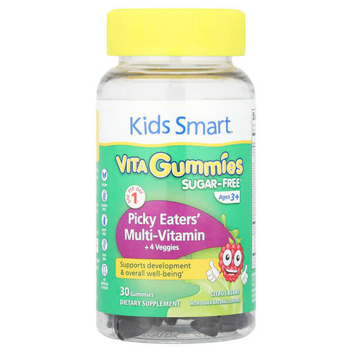 <img alt="Kids Smart, Kids Smart Vita Gummies, Picky Eaters Multi-Vitamin + 4 Veggies, Ages 3+, Citrus Berry, 30 Gummies" title="Kids Smart, Kids Smart Vita Gummies, Picky Eaters Multi-Vitamin + 4 Veggies, Ages 3+, Citrus Berry, 30 Gummies,647125805884"