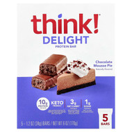 <img alt="Think , Delight Protein Bar, Chocolate Mousse Pie, 5 Bars, 1.2 oz (34 g) Each" title="Think , Delight Protein Bar, Chocolate Mousse Pie, 5 Bars, 1.2 oz (34 g) Each,753656719450"