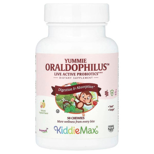<img alt="Maxi Health, KiddieMax Yummie Oraldophilus, Natural Tropical, 50 Chewies" title="Maxi Health, KiddieMax Yummie Oraldophilus, Natural Tropical, 50 Chewies,753406198054"