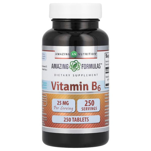<img alt="Amazing Nutrition, Vitamin B6, 25 mg, 250 Tablets" title="Amazing Nutrition, Vitamin B6, 25 mg, 250 Tablets,810180023597"