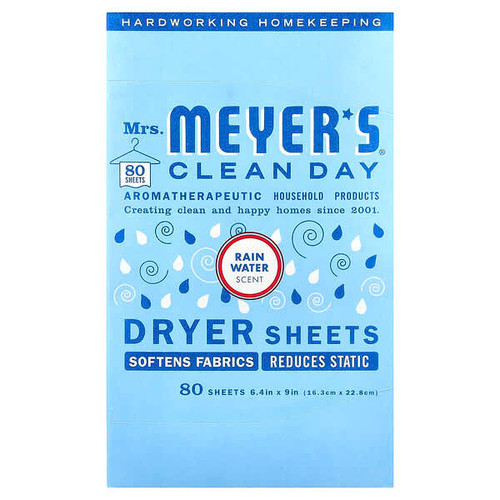 <img alt="Mrs. Meyers Clean Day, Dryer Sheets, Rain Water , 80 Sheets" title="Mrs. Meyers Clean Day, Dryer Sheets, Rain Water , 80 Sheets,808124115590"