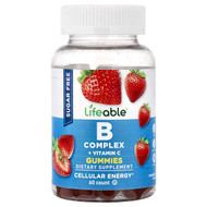 Lifeable, B Complex + Vitamin C Gummies, Sugar Free, Strawberry, 60 Gummies