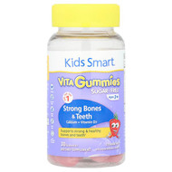 Kids Smart, Kids Smart, Vita Gummies, Strong Bones & Teeth, Calcium + Vitamin D3, Ages 3+, Strawberry, 30 Gummies
