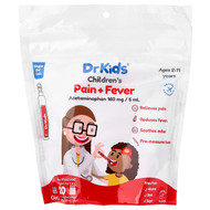 DrKids, Childrens Pain + Fever, Ages 2-11 Years, Cherry, 20 Pre-Measured Single-Use Vials, 0.17 fl oz (5 ml) Each