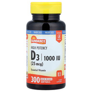 Sundance Vitamins, High Potency D3, 25 mcg (1,000 IU), 300 Quick Release Softgels