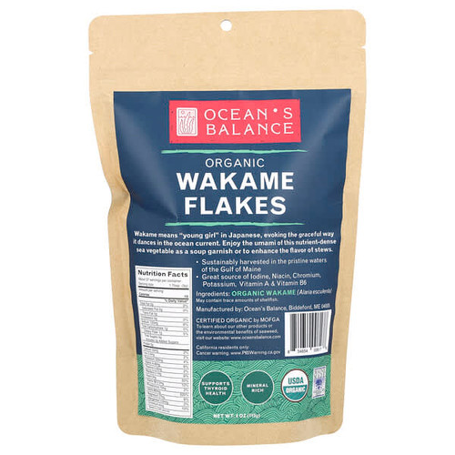 <img alt="Oceans Balance, Organic Wakame Flakes, 4 oz (113 mg)" title="Oceans Balance, Organic Wakame Flakes, 4 oz (113 mg),854654008178"