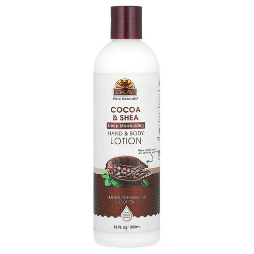 <img alt="Okay Pure Naturals, Hand & Body Lotion, Cocoa & Shea, 12 fl oz (355 ml)" title="Okay Pure Naturals, Hand & Body Lotion, Cocoa & Shea, 12 fl oz (355 ml),815166025589"