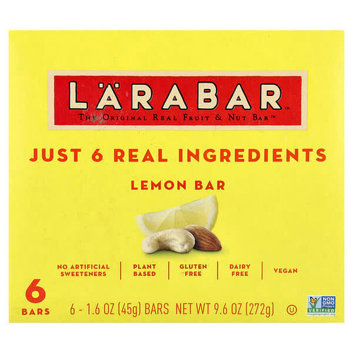 <img alt="Larabar, Real Fruit & Nut Bar, Lemon, 6 Bars, 1.6 oz (45 g) Each" title="Larabar, Real Fruit & Nut Bar, Lemon, 6 Bars, 1.6 oz (45 g) Each,021908115276"