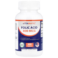 <img alt="Vitamatic, Folic Acid, 800 mcg, 500 Tablets" title="Vitamatic, Folic Acid, 800 mcg, 500 Tablets,810078474517"
