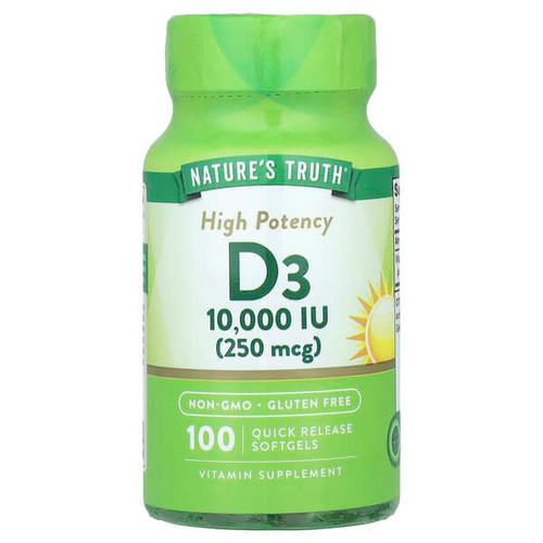 <img alt="Natures Truth, Vitamin D3, High Potency , 250 mcg (10,000 IU), 100 Quick Release Softgels" title="Natures Truth, Vitamin D3, High Potency , 250 mcg (10,000 IU), 100 Quick Release Softgels,840093100702"