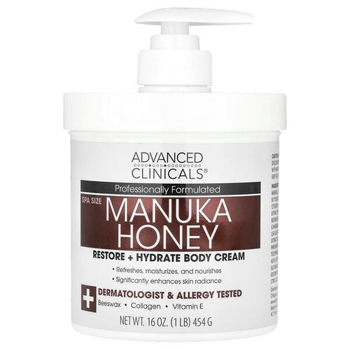 <img alt="Advanced Clinicals, Manuka Honey, Restore + Hydrate Body Cream, 16 oz (454 g)" title="Advanced Clinicals, Manuka Honey, Restore + Hydrate Body Cream, 16 oz (454 g),810400030374"