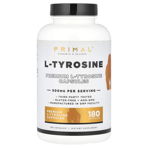 <img alt="PrePrimal, L-Tyrosine, 500 mg , 180 Capsules" title="PrePrimal, L-Tyrosine, 500 mg , 180 Capsules,850050186076"