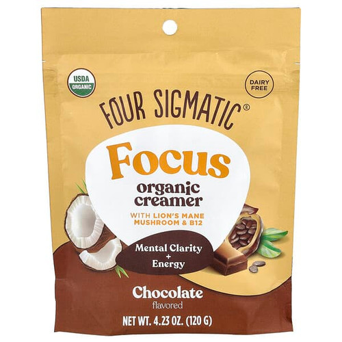 <img alt="Four Sigmatic, Focus, Organic Creamer with Lions Mane Mushroom & B12, Chocolate, 4.23 oz (120 g)" title="Four Sigmatic, Focus, Organic Creamer with Lions Mane Mushroom & B12, Chocolate, 4.23 oz (120 g),816897023707"