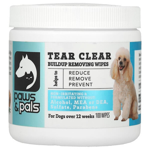 <img alt="Paws & Pals, Tear Clear, Buildup Removing Wipes, For Dogs, 100 Wipes" title="Paws & Pals, Tear Clear, Buildup Removing Wipes, For Dogs, 100 Wipes,840345111609"