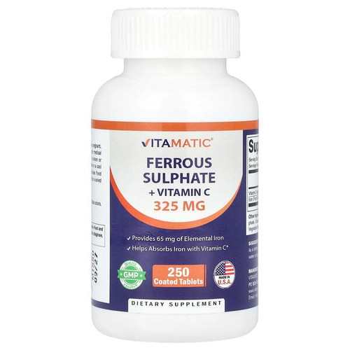 <img alt="Vitamatic, Ferrous Sulphate + Vitamin C, 250 Coated Tablets" title="Vitamatic, Ferrous Sulphate + Vitamin C, 250 Coated Tablets,810078474395"