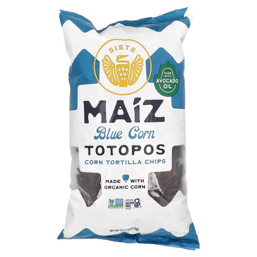 <img alt="Siete, Maiz Totopos Corn Tortilla Chips, Blue Corn, 7.5 oz (212.6 g)" title="Siete, Maiz Totopos Corn Tortilla Chips, Blue Corn, 7.5 oz (212.6 g),810091780589"