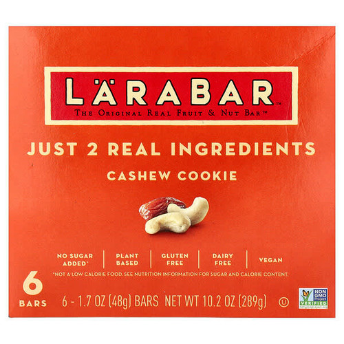 <img alt="Larabar, Real Fruit & Nut Bar, Cashew Cookie, 6 Bars, 1.7 oz (48 g) Each" title="Larabar, Real Fruit & Nut Bar, Cashew Cookie, 6 Bars, 1.7 oz (48 g) Each,021908115351"