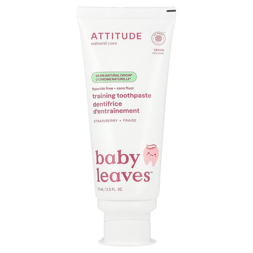 <img alt="ATTITUDE, Baby Leaves, Fluoride Free Training Toothpaste, Strawberry, 2.5 fl oz (75 ml)" title="ATTITUDE, Baby Leaves, Fluoride Free Training Toothpaste, Strawberry, 2.5 fl oz (75 ml),626232167214"