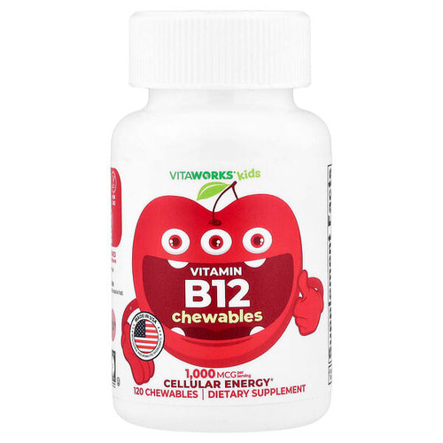 <img alt="VitaWorks, Kids, Vitamin B12 Chewables, Cherry, 120 Chewables (500 mcg per Chewable)" title="VitaWorks, Kids, Vitamin B12 Chewables, Cherry, 120 Chewables (500 mcg per Chewable),810102730510"