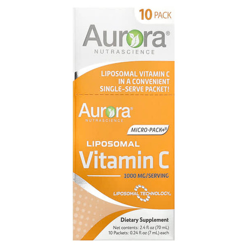 <img alt="Aurora Nutrascience, Micro-Pack+, Liposomal Vitamin C, 10 Packets, 0.24 fl oz (7 ml) Each" title="Aurora Nutrascience, Micro-Pack+, Liposomal Vitamin C, 10 Packets, 0.24 fl oz (7 ml) Each,628504648711"