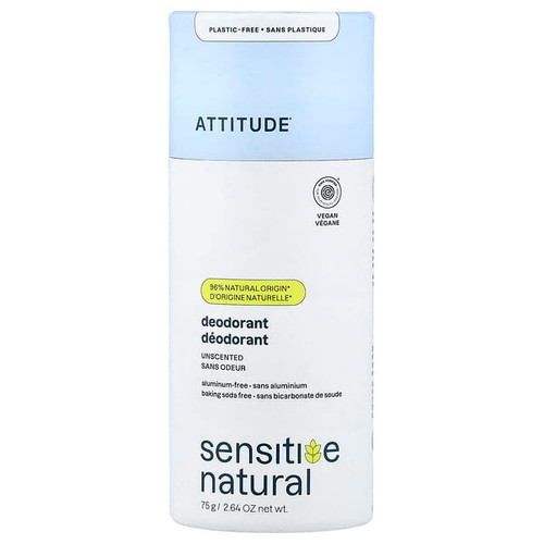 <img alt="ATTITUDE, Sensitive Natural, Deodorant, Unscented, 2.64 oz (75 g)" title="ATTITUDE, Sensitive Natural, Deodorant, Unscented, 2.64 oz (75 g),626232608816"