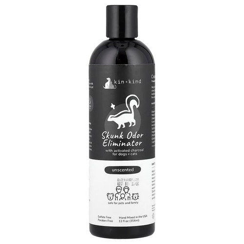 <img alt="Kin+Kind, Skunk Odor Eliminator Shampoo, For Dogs + Cats, Unscented, 12 fl oz (354 ml)" title="Kin+Kind, Skunk Odor Eliminator Shampoo, For Dogs + Cats, Unscented, 12 fl oz (354 ml),854362006923"