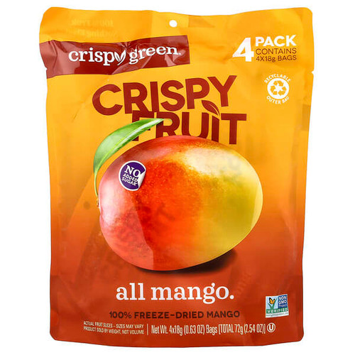 <img alt="Crispy Green, Crispy Fruit, All Mango, 4 Packs, 0.63 oz (18 g) Each" title="Crispy Green, Crispy Fruit, All Mango, 4 Packs, 0.63 oz (18 g) Each,185255000606"