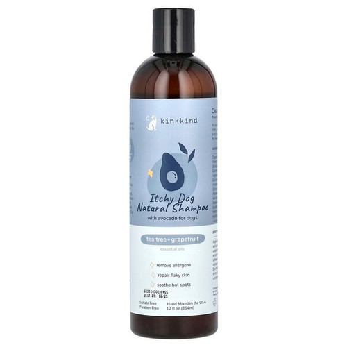 <img alt="Kin+Kind, Itchy Dog Natural Shampoo With Avocado, For Dogs, Tea Tree + Grapefruit, 12 fl oz (354 ml)" title="Kin+Kind, Itchy Dog Natural Shampoo With Avocado, For Dogs, Tea Tree + Grapefruit, 12 fl oz (354 ml),854362006633"