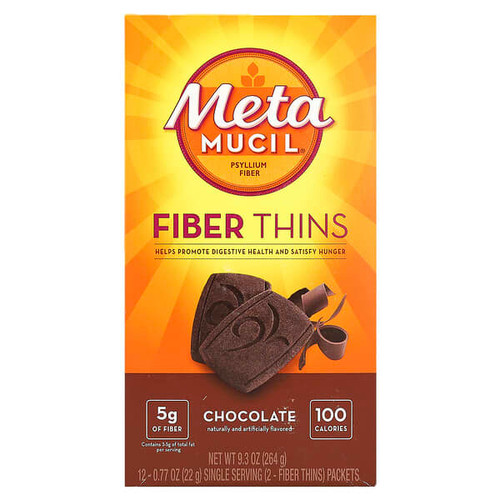 <img alt="Metamucil, Fiber Thins, Chocolate, 12 Packets, 0.77 oz (22 g) Each" title="Metamucil, Fiber Thins, Chocolate, 12 Packets, 0.77 oz (22 g) Each,037000775133"
