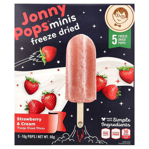 <img alt="JonnyPops, Freeze Dried Minis, Strawberry & Cream, 5 Pops, 10 g Each" title="JonnyPops, Freeze Dried Minis, Strawberry & Cream, 5 Pops, 10 g Each,850028051825"