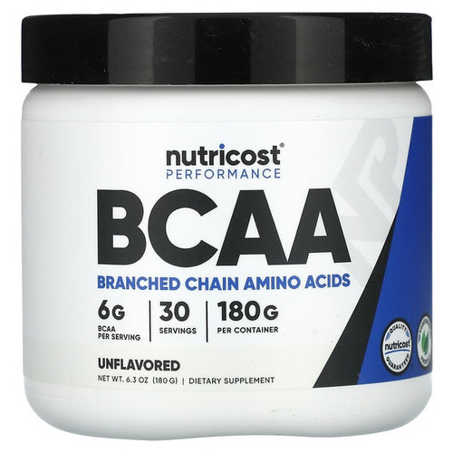 <img alt="Nutricost, Performance, BCAA, Unflavored, 6.3 oz (180 g)" title="Nutricost, Performance, BCAA, Unflavored, 6.3 oz (180 g),857077008190"