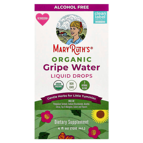 <img alt="MaryRuths, Organic Gripe Water Liquid Drops, Newborn+, 4 fl oz (120 ml)" title="MaryRuths, Organic Gripe Water Liquid Drops, Newborn+, 4 fl oz (120 ml),810104622042"