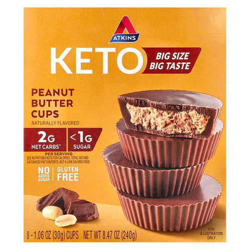 <img alt="Atkins, Keto, Peanut Butter Cups, 8 Cups, 1.06 oz (30 g) Each" title="Atkins, Keto, Peanut Butter Cups, 8 Cups, 1.06 oz (30 g) Each,637480000697"