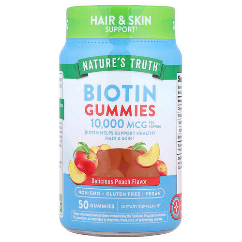 <img alt="Natures Truth, Biotin Gummies, Delicious Peach, 50 Gummies (5,000 mcg per Gummy)" title="Natures Truth, Biotin Gummies, Delicious Peach, 50 Gummies (5,000 mcg per Gummy),840093120816"