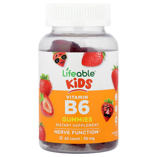 <img alt="Lifeable, Kids Vitamin B6 Gummies, Strawberry, 50 mg, 60 Gummies" title="Lifeable, Kids Vitamin B6 Gummies, Strawberry, 50 mg, 60 Gummies,810102731067"