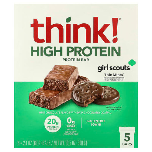 <img alt="Think , High Protein Bars, Thin Mints, 5 Bars, 2.1 oz (60 g) Each" title="Think , High Protein Bars, Thin Mints, 5 Bars, 2.1 oz (60 g) Each,753656719597"