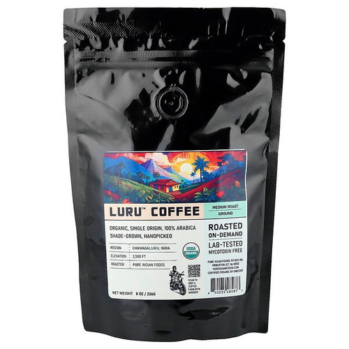 <img alt="Pure Indian Foods, Luru Coffee, Ground, Medium Roast, 8 oz (226 g)" title="Pure Indian Foods, Luru Coffee, Ground, Medium Roast, 8 oz (226 g),850035485873"