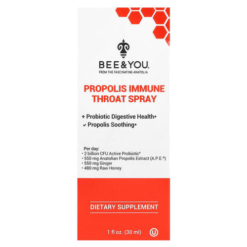 <img alt="Bee & You, Propolis Immune Throat Spray, 1 fl oz (30 ml)" title="Bee & You, Propolis Immune Throat Spray, 1 fl oz (30 ml),190853003584"