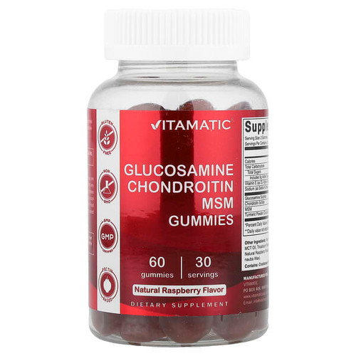 <img alt="Vitamatic, Glucosamine Chondroitin MSM Gummies, Natural Raspberry, 60 Gummies" title="Vitamatic, Glucosamine Chondroitin MSM Gummies, Natural Raspberry, 60 Gummies,810078472230"