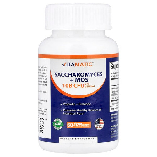 <img alt="Vitamatic, Saccharomyces + MOS, 60 DRcaps Hypromellose Capsules" title="Vitamatic, Saccharomyces + MOS, 60 DRcaps Hypromellose Capsules,810078474364"